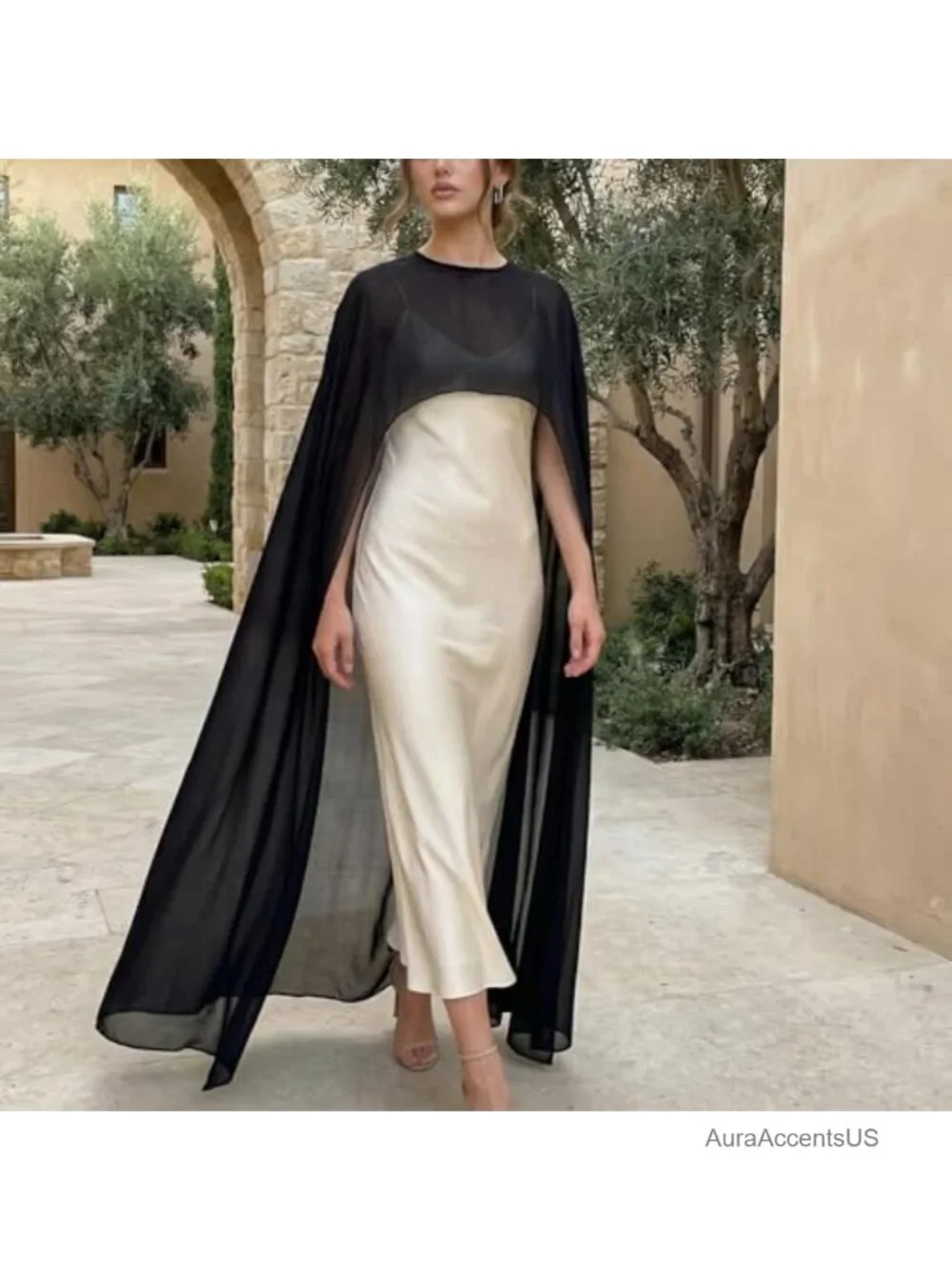 Sheer Chiffon Cape Shawl for Evening Dresses, Wedding Guest Capelet Formal
